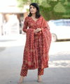 Maroon Colour Rayon Printed Kurti With Pant Dupatta Wholesale Market In Surat Aaradhna 2037
